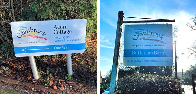School branding throughout signage